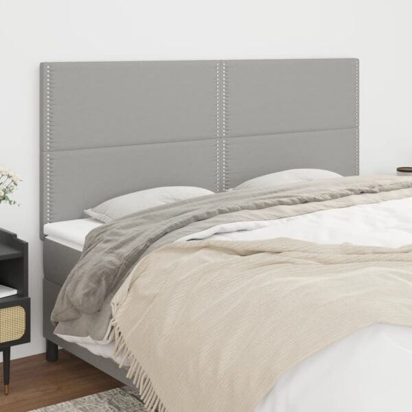 vidaXL Headboards 4 pcs Light Gray 31.5"x2"x30.7"/34.6" Fabric