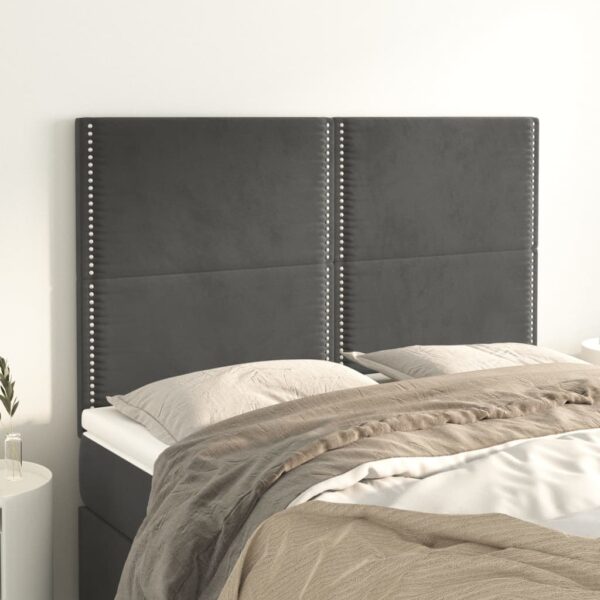 vidaXL Headboards 4 pcs Dark Gray 28.3"x2"x30.7"/34.6" Velvet