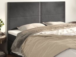 vidaXL Headboards 4 pcs Dark Gray 31.5"x2"x30.7"/34.6" Velvet