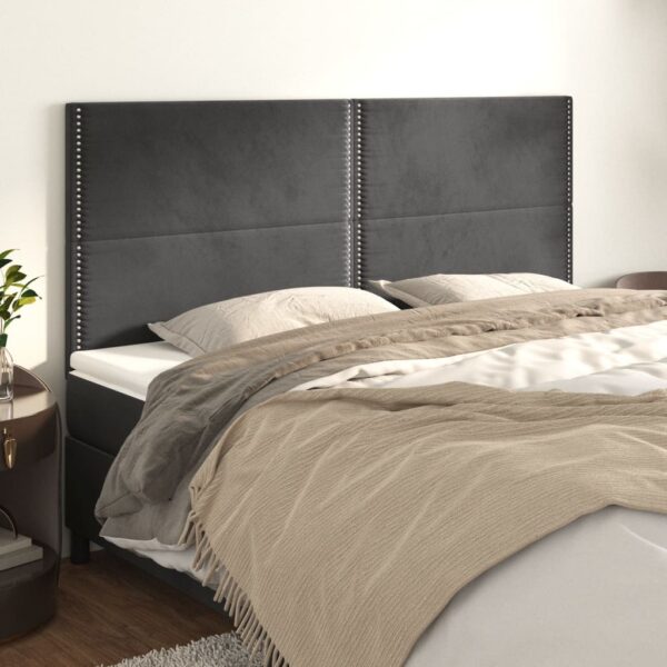 vidaXL Headboards 4 pcs Dark Gray 31.5"x2"x30.7"/34.6" Velvet