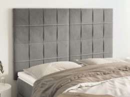 vidaXL Headboards 4 pcs Light Gray 28.3"x2"x30.7"/34.6" Velvet