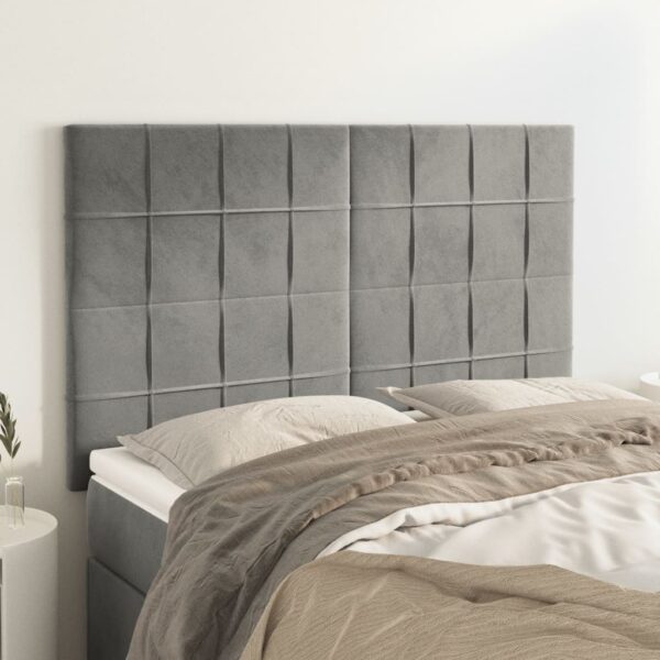 vidaXL Headboards 4 pcs Light Gray 28.3"x2"x30.7"/34.6" Velvet