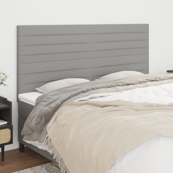vidaXL Headboards 4 pcs Light Gray 35.4"x2"x30.7"/34.6" Fabric