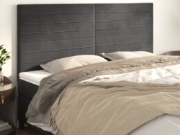 vidaXL Headboards 4 pcs Dark Gray 31.5"x2"x30.7"/34.6" Velvet