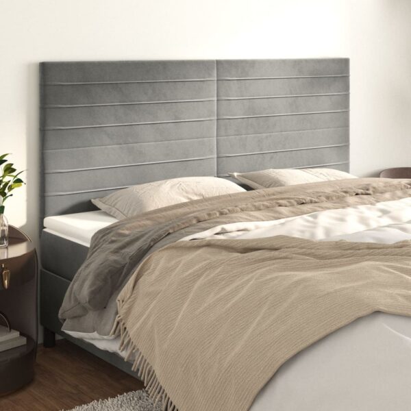 vidaXL Headboards 4 pcs Light Gray 39.4"x2"x30.7"/34.6" Velvet