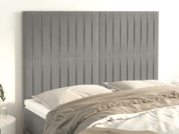 vidaXL Headboards 4 pcs Light Gray 28.3"x2"x30.7"/34.6" Velvet