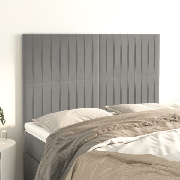 vidaXL Headboards 4 pcs Light Gray 28.3"x2"x30.7"/34.6" Velvet
