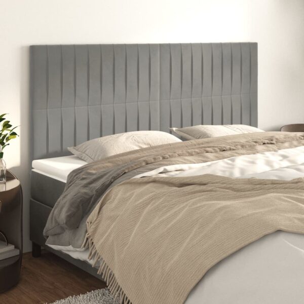 vidaXL Headboards 4 pcs Light Gray 31.5"x2"x30.7"/34.6" Velvet