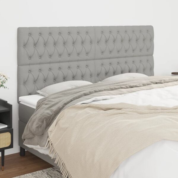 vidaXL Headboards 4 pcs Light Gray 31.5"x2.8"x30.7"/34.6" Fabric