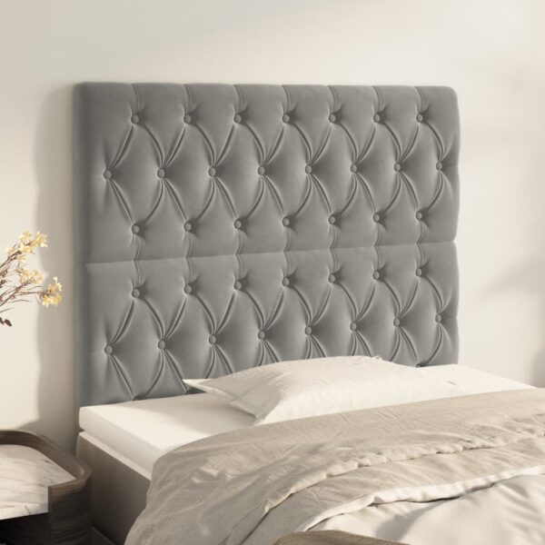 vidaXL Headboards 2 pcs Light Gray 39.4"x2.8"x30.7"/34.6" Velvet