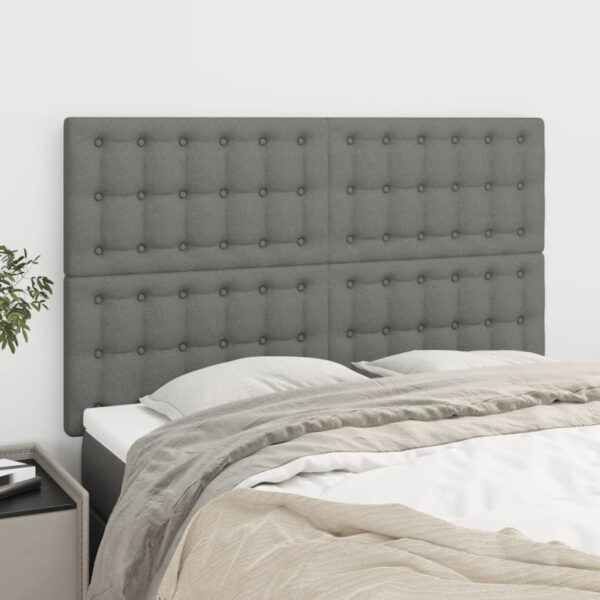 vidaXL Headboards 4 pcs Dark Gray 28.3"x2"x30.7"/34.6" Fabric