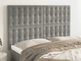 vidaXL Headboards 4 pcs Light Gray 28.3"x2"x30.7"/34.6" Velvet