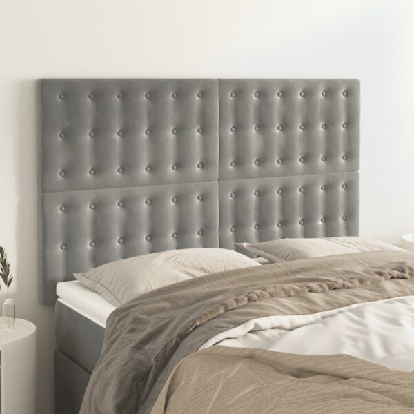 vidaXL Headboards 4 pcs Light Gray 28.3"x2"x30.7"/34.6" Velvet