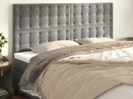 vidaXL Headboards 4 pcs Light Gray 31.5"x2"x30.7"/34.6" Velvet