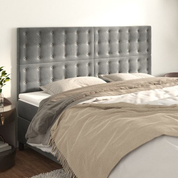 vidaXL Headboards 4 pcs Light Gray 31.5"x2"x30.7"/34.6" Velvet