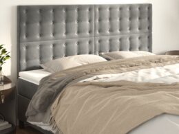 vidaXL Headboards 4 pcs Light Gray 39.4"x2"x30.7"/34.6" Velvet