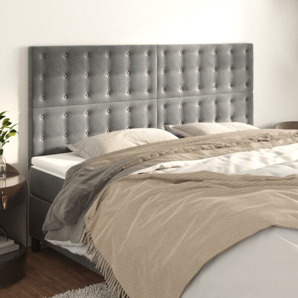 vidaXL Headboards 4 pcs Light Gray 39.4"x2"x30.7"/34.6" Velvet