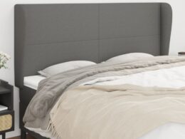 vidaXL Headboard with Ears Dark Gray 79.9"x9.1"x46.5"/50.4" Fabric