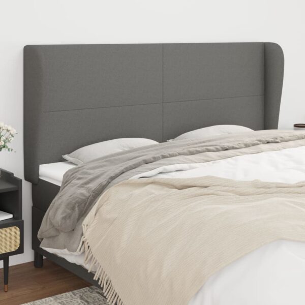 vidaXL Headboard with Ears Dark Gray 79.9"x9.1"x46.5"/50.4" Fabric