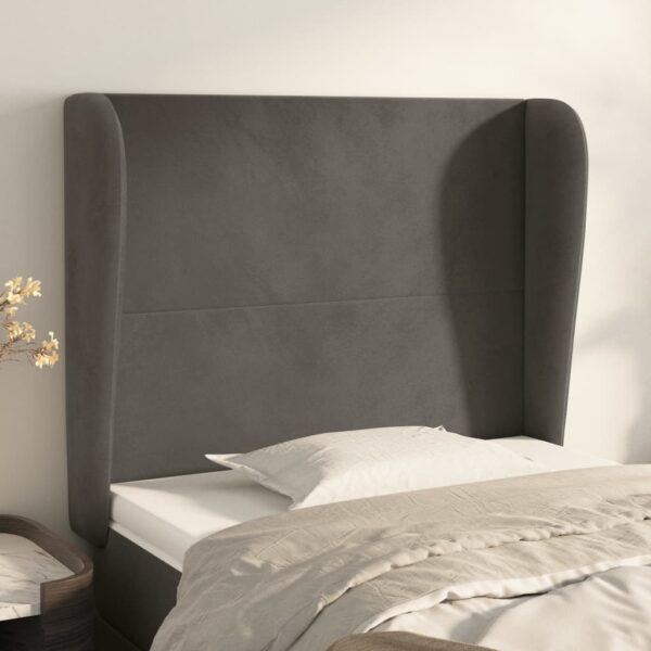 vidaXL Headboard with Ears Dark Gray 40.6"x9.1"x46.5"/50.4" Velvet