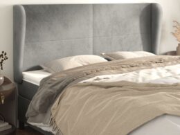 vidaXL Headboard with Ears Light Gray 72"x9.1"x46.5"/50.4" Velvet