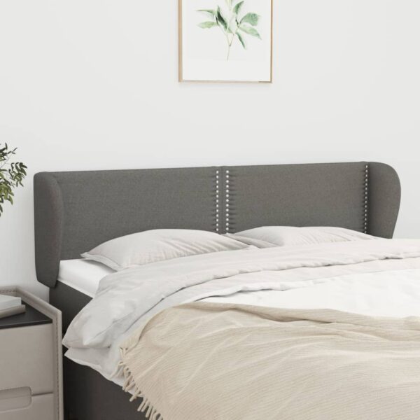 vidaXL Headboard with Ears Dark Gray 57.9"x9.1"x30.7"/34.6" Fabric