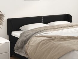 vidaXL Headboard with Ears Black 64.2"x9.1"x30.7"/34.6" Faux Leather