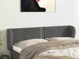 vidaXL Headboard with Ears Dark Gray 57.9"x9.1"x30.7"/34.6" Velvet