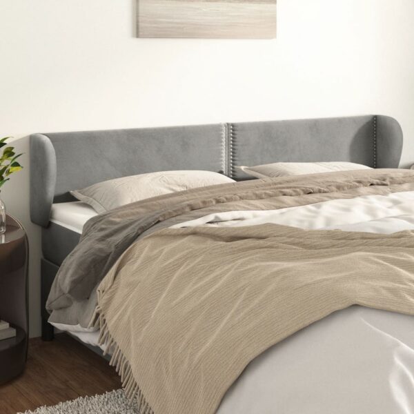 vidaXL Headboard with Ears Light Gray 79.9"x9.1"x30.7"/34.6" Velvet