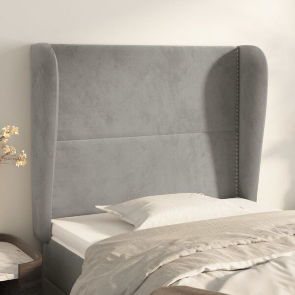 vidaXL Headboard with Ears Light Gray 40.6"x9.1"x46.5"/50.4" Velvet