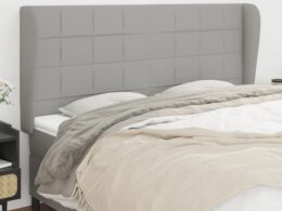 vidaXL Headboard with Ears Light Gray 72"x9.1"x46.5"/50.4" Fabric