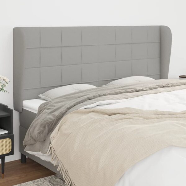 vidaXL Headboard with Ears Light Gray 72"x9.1"x46.5"/50.4" Fabric