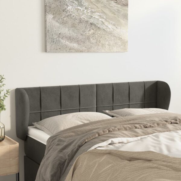 vidaXL Headboard with Ears Dark Gray 57.9"x9.1"x30.7"/34.6" Velvet
