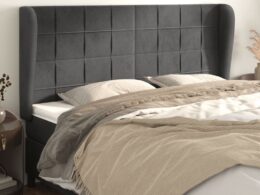 vidaXL Headboard with Ears Dark Gray 79.9"x9.1"x46.5"/50.4" Velvet