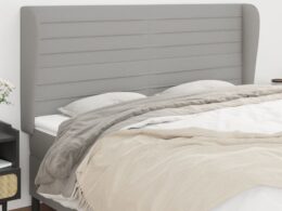 vidaXL Headboard with Ears Light Gray 64.2"x9.1"x46.5"/50.4" Fabric