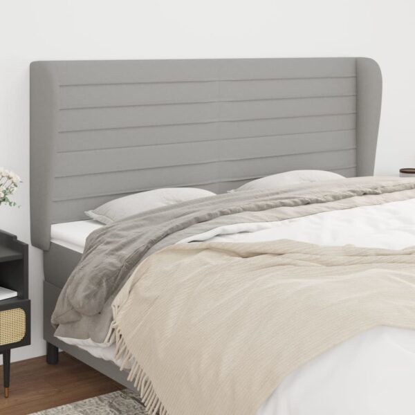vidaXL Headboard with Ears Light Gray 79.9"x9.1"x46.5"/50.4" Fabric