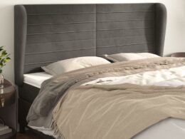 vidaXL Headboard with Ears Dark Gray 79.9"x9.1"x46.5"/50.4" Velvet