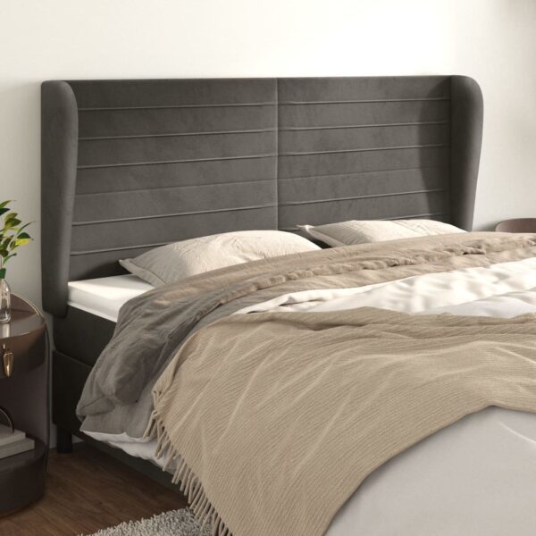 vidaXL Headboard with Ears Dark Gray 79.9"x9.1"x46.5"/50.4" Velvet