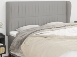 vidaXL Headboard with Ears Light Gray 79.9"x9.1"x46.5"/50.4" Fabric
