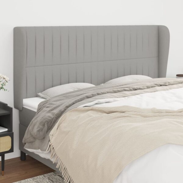 vidaXL Headboard with Ears Light Gray 79.9"x9.1"x46.5"/50.4" Fabric