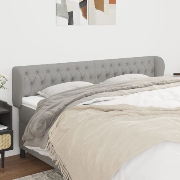 vidaXL Headboard with Ears Light Gray 72"x9.1"x30.7"/34.6" Fabric