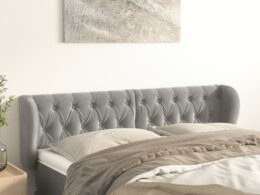 vidaXL Headboard with Ears Light Gray 64.2"x9.1"x30.7"/34.6" Velvet