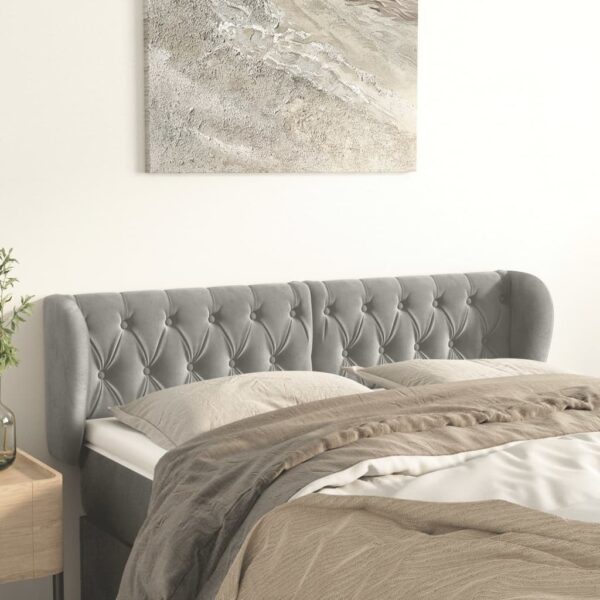 vidaXL Headboard with Ears Light Gray 64.2"x9.1"x30.7"/34.6" Velvet