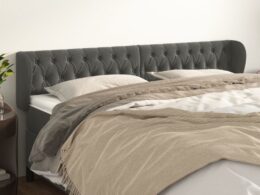 vidaXL Headboard with Ears Dark Gray 79.9"x9.1"x30.7"/34.6" Velvet
