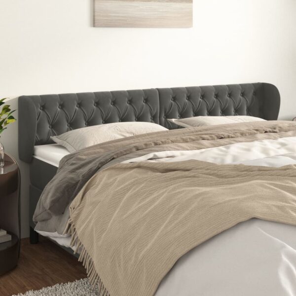 vidaXL Headboard with Ears Dark Gray 79.9"x9.1"x30.7"/34.6" Velvet