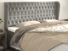vidaXL Headboard with Ears Light Gray 72"x9.1"x46.5"/50.4" Velvet