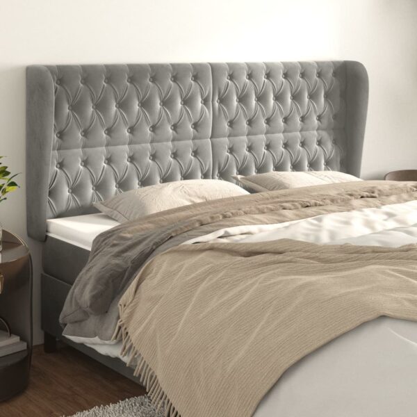 vidaXL Headboard with Ears Light Gray 72"x9.1"x46.5"/50.4" Velvet