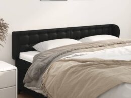vidaXL Headboard with Ears Black 64.2"x9.1"x30.7"/34.6" Faux Leather