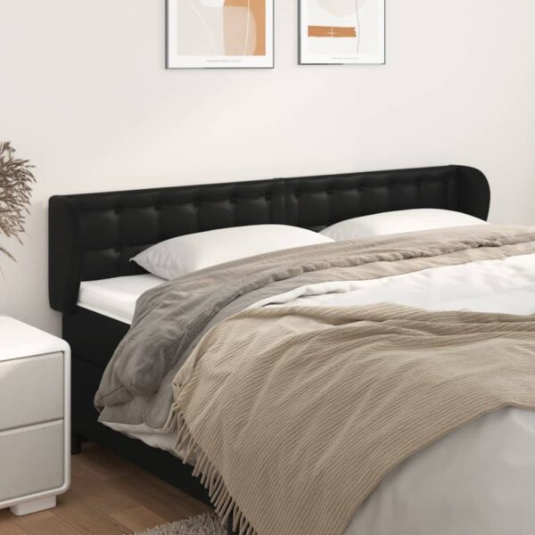 vidaXL Headboard with Ears Black 64.2"x9.1"x30.7"/34.6" Faux Leather