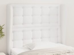 vidaXL Headboard with Ears White 40.6"x9.1"x46.5"/50.4" Faux Leather